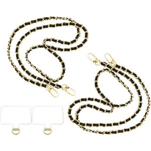 2PCS Cell Phone Chain Crossbody,Phone Lanyard,47.2" Metal Chain with Leather Strap for IPhone Case