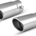 Pack of 2 Exhaust tips - to Fit 1.5 to 2 Inch Exhaust Tail Pipe Diameter- Stainless Steel to give Chrome Effect - Car Muffler Tips