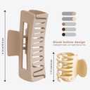 6-Pack Hair Clips for Women, 3 Large Square and 3 Mini Claws, Strong Hold for Thick and Thin Hair (Neutral Colors 01)