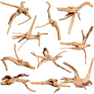 majoywoo Natural Small Driftwood for Aquarium Decor Fish Tank Decorations, Assorted Spider Wood Branch 2-4.5" 10 Pcs, Reptile Decor