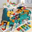 Dinosaur Race Track Playset for Boys Kids 3-5, Dinosaur Climbing Hills Car Track Play Set with 10 Mini Racer Cars, Birthday Gift for 3 4 5 6 7 8 Year Old Boys Girls