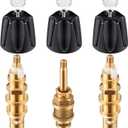 3 Piece Metal Shower Knob and Ceramic Disc Cartridge Set, Compatible with Price/Pfister, Hot Cold and Diverter Faucet Handle Rebuild Kit with Shower Valve Stem (Matte Black)