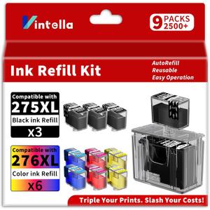 275XL 276XL Ink Refill Kit for Canon 275 and 276 Ink Cartridges Compatible for Canon PIXMA TS3500 TS3520 TS3522 TS3700 TS3720 TS3722 TR4700 TR4720 (3BK/2C/2M/2Y, Ink Cartridges Not Included)