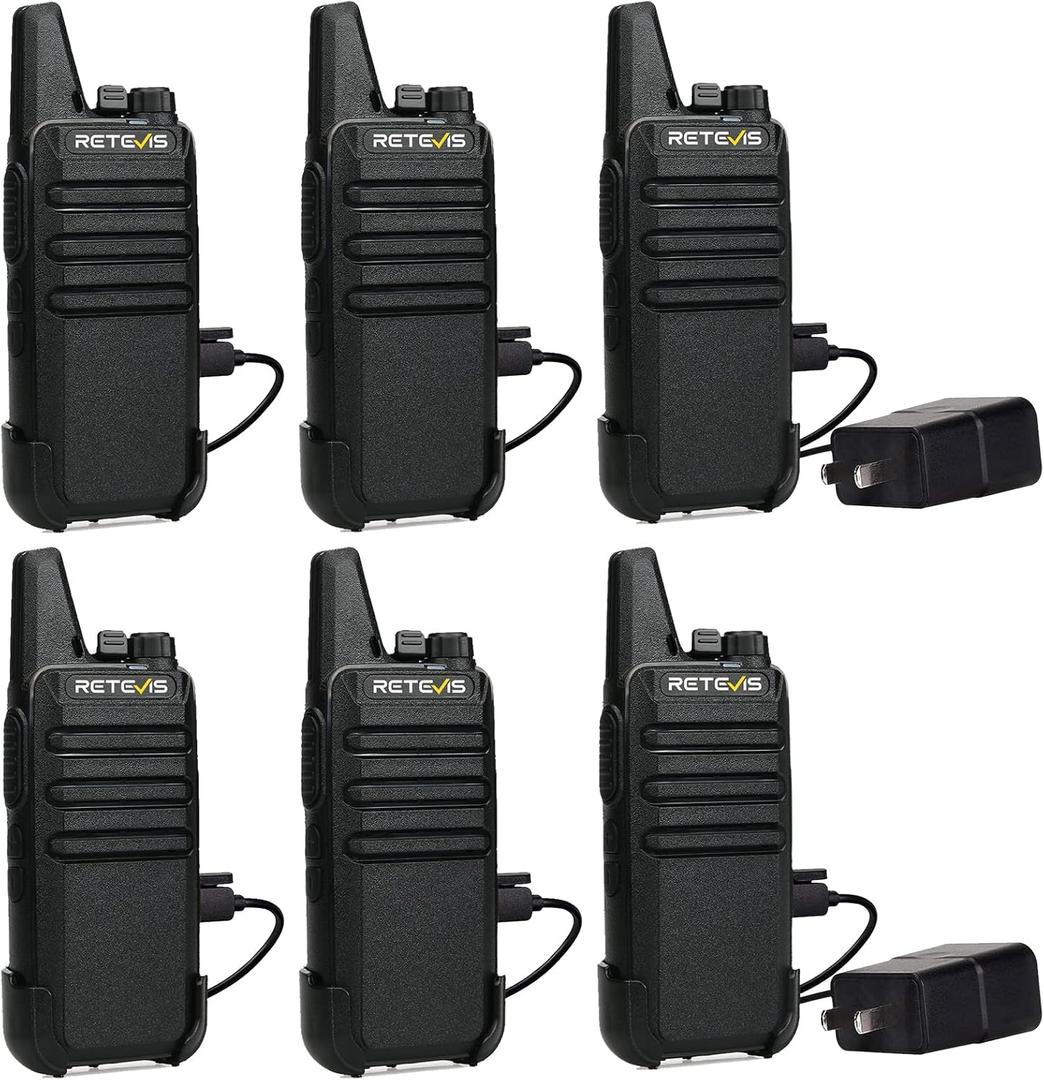 Retevis RT22 Walkie Talkies for Adults, Two Way Radios Long Range Rechargeable, VOX Handsfree, Mini Compact Walkie Talkie with USB Charger, for School Church Restaurant (6 Pack)