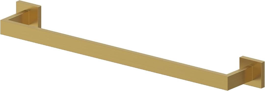 24" Square Towel Bar, Modern Wall Mount Towel Rack, Brushed Gold