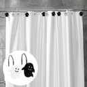 12PCS Shower Curtain Hooks, Halloween Ghost Shower Rings Decorative Shower Curtain Hangers Shower Curtain Hooks Decoration for Halloween Bathroom Rods Pendants Decor (Black & White)
