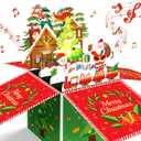 Christmas Cards, MUSIC & LIGHTS Pop-up 3D Merry Christmas Card, Christmas Gifts for Women Men Kids Mom Dad, Blowable Candle Christmas Greeting Card with Envelopes