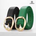 TRIWORKS 2 Pack Leather Belts for Women Fashion Waist Belt with Liquid Shapes Women Belt for Jeans Pants Dresses (Green)