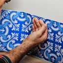 Spanish Portuguese Azulejo Style Peel and Stick Backsplash Tile Stickers Set of 16 pcs(5.9_15)