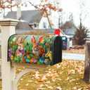 Easter Bunnies Mailbox Covers Magnetic Standard Size 25.5" X 21",Spring Colorful Eggs Flowers and Butterflys Mailbox Wraps Post Letter Box Easter Cover for Holiday Garden Yard Decor