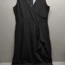 MUSHARE Women's V Neck Sexy Split Cocktail Dress with Pockets Ruffle Party Long Formal Dress XL