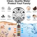 Rain Shower Head with filtered Handheld High Pressure rainfall Shower Heads with Handheld Spray Combo Adjustable one-piece stand daul shower head Built-in Magnetic Docking and Power Jets - Silver