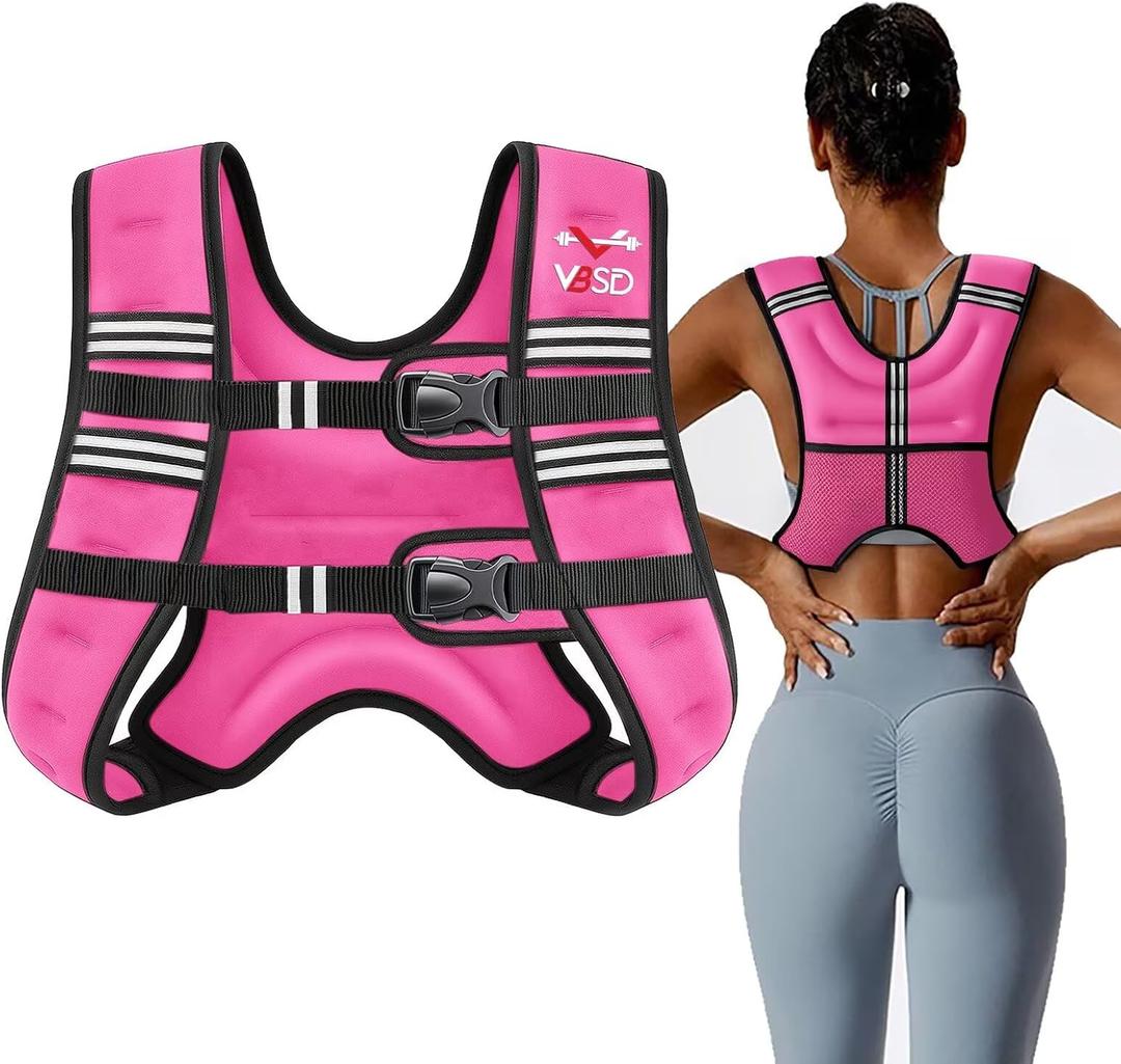 VBSD Weighted Vest Woman 20LB Weight Vest for Women Men Body Weight Vests for Walking Strength Training Running Workout Jogging Fitness Pink