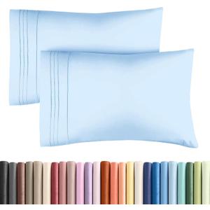 Standard Pillow Cases Set of 2 - Soft Hotel Quality Pillowcase Covers - Comfy & Wrinkle Free - Stain and Fade Resistant - Machine Washable Pillow Protectors - 2 Piece Set - Standard, 21 - Baby Blue, 2