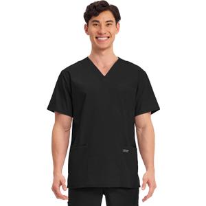 Cherokee Men's V-Neck Top Traditional fit with 4 Pockets, Ultra Soft, Durable, Fade Resistant, 2-Way Stretch Fabric - WW695 (3X-Large Big Tall, Black)