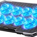 ICE COOREL Laptop Cooling Pad with 8 Cooling Fans, Cooling Pad for Laptop Fan 13-15.6 Inch, Laptop Cooler Stand with 6 Height Adjustable, Notebook Cooler Pad with Two USB Port [2025 Version] (Blue)