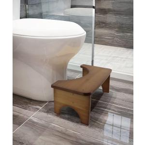 Bamboo Toilet Stool, 6.5" Toilet Stool Squat Adults & Kids, Portable Simple Curve Squat Toilet Potty Stool, Non-Slip Poop Stool for Bathroom, Improve Squatting Posture and Comfort (Brown)