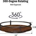 Lazy Susan Organizer12 Inch 360 Degree Rotating Spice Rack for Kitchen Countertop Round Lazy Susan Wood Turntable Holder for Cabinet Table Black