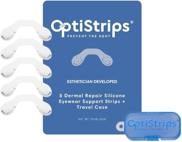 Silicone Eyeglass Nose Pads 5-Pack Anti-Slip Nose Pads for Glasses with Travel Case Hypoallergenic, Non-Slip Eyewear Support Strips Reusable Nose Grips for Eyeglasses