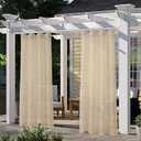 LORDTEX Burlap Linen Look Outdoor Curtain for Patio - 2 Panels Waterproof Tab Top Sheer Curtains for Pergola, Porch, Cabana and Gazebo Indoor/Outdoor Voile Sheer Drapes, 52 x 95 Inch, Linen