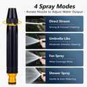 2PCS Heavy Duty Adjustable Hose Nozzle, High Pressure Jet Sweeper Spray Nozzle with Leak-Proof Design, Metal Garden Hose Sprayer for Car Wash, Lawn, Patio Cleaning