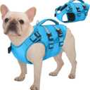 Kuoser Dog Life Jacket, High Flotation Dog Life Vest for Swimming Boating, Adjustable Ripstop Pet Lifesaver for Small Medium and Large Dogs, Reflective Safety Puppy Swimming Vest with Rescue Handle, Size: Xs (Chest Girth:12.99-18.11'') 