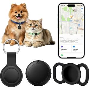 GPS Tracker for Dogs/Cats, Smart Collar with Real-Time Location - Pet Location Tracker with Holder, No Monthly Fee/No SIM Card, Works with iOS Find My, Ultra-Slim, IP68 Waterproof,Compact Design