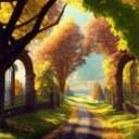 TUTUMAY21 Christmas Gift Autumn Park Green Yellow Trees Beautiful Scenery 5D Diamond Painting, DIY Diamond Art Kit for Adults Gem Art Home Wall Decor for New Year Valentine's Day 12x16 inch