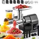 Electric Meat Grinder 2000W Heavy Duty, Touchscreen Control with Ice Shaver, Veggie Shredder, 2 Blades, 3 Plates, Sausage Stuffer & Kubbe Kit, #10 Size for Home Use