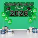 9 x 2026 Graduation Party Plastic Backdrop - 65" x 32.7" Congrats Grad Banner in Green, Large Class of 2026 Decorations, Photography & Grad Party Supplies