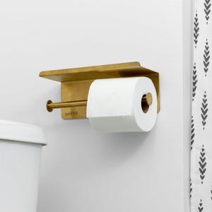 SAIKYO Dual Toilet Paper Holder Wall Mount - Premium Stainless Steel Tissue Dispenser for Bathroom - Rustproof, Heavy-Duty, Modern Brushed Finish (Gold)