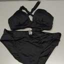 Yonique Women Two Piece Bathing Suits Push Up Bikini Set Halter Swimsuit Vintage Swimwear (Black, L)