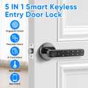 Smart Door Lock with Knob, Keyless Entry Door Locks with Handle, Fingerprint Door Knob with Keypad&App Control for Bedroom/Front Door/Apartment, Generate Passcode Remotely