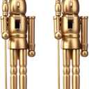 Roowest 2 Pcs Christmas Nutcracker Figure 7 Inch Gold Wooden Doll Decoration Set Including Nutcracker Blank Toys with King Shape and White Beard for DIY Crafts Christmas Decorations