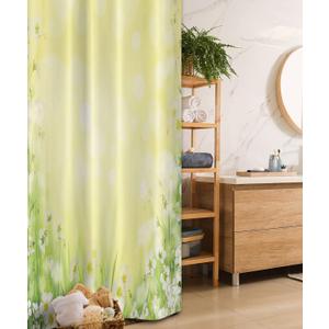 Ambesonne Flower Stall Shower Curtain, Blossom Field with Fresh Grass Soft Springtime Blurred Illustration, Fabric Bathroom Decor Set with Hooks, 36" W x 72" L, Yellow Green (36"W x 72"L (Pack of 1))