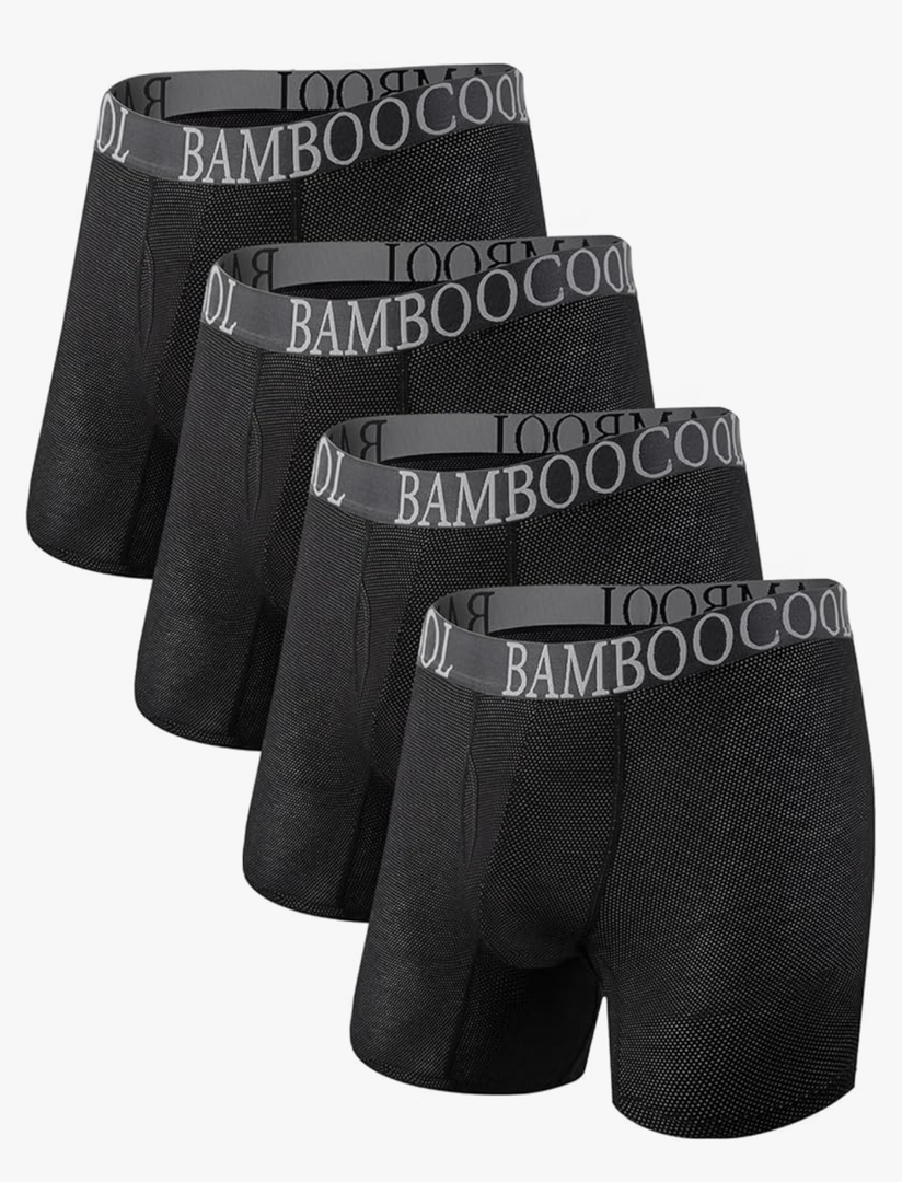 BAMBOO COOL Men's 360° Breathable Mesh Underwear Moisture-Wicking Boxer Briefs Cooling Performance, Multipack, Black, Size XXXL BAMBOO COOL Men's 360° Breathable Mesh Underwear Moisture-Wicking Boxer Briefs Cooling Performance, Multipack, Black, Size XXXL