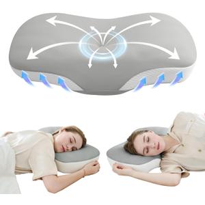 Cervical Neck Pillow for Pain Relief - Cooling Side Sleeper Pillow for Sleeping, Ergonomic Memory Foam Pillows for Neck Support, Contour Orthopedic Bed Pillow for Back Stomach Sleepers (Grey)