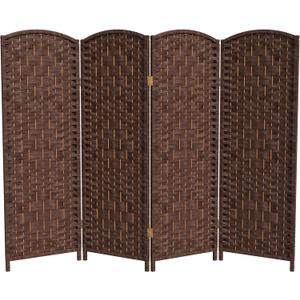 Red Lantern 4 ft. Short Diamond Weave Fiber Folding Screen - Dark Mocha - 4 Panel