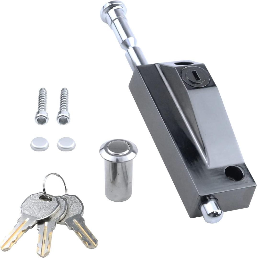 MY MIRONEY Black Sliding Door Lock for Window Glass Patio Doors Auxiliary Security Lock(Uses Yale Lock Keyway) (7.3")