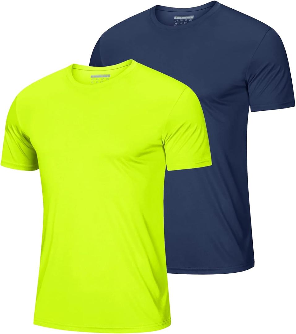 MAGCOMSEN 2 Pack Men's Short Sleeve Dry Fit Athletic Shirts UPF 50+ Running Gym Workout Tops Moisture Wicking Cooling Shirts (S)