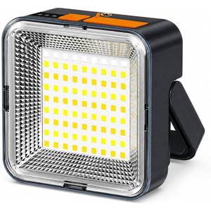 1Pc, Solar Rechargeable LED Camping Lantern, Smiling Shark USB Rechargeable COB Work Light with Power Bank, Portable Emergency Tent Light with Hanging Hook for Outdoor