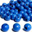 240Pcs 16mm Navy Blue Wood Beads for Craft Large Hole:6mm Round Beads for Making Art(Hole:6mm)