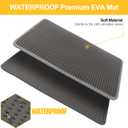 LeToo Cat Litter Mat Grey Trapping for Litter Box, No Slip & Large, Urine & Waterproof, Honeycomb Double Layer Anti Tracking Kitty Mats, No Phthalate, Washable Easy Clean (24" x 15", Grey)