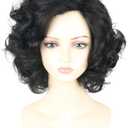 Women's Wig Black Short Big Curly Wavy Layered Wig for Cosplay Costume Party Synthetic Fiber Halloween Wig