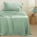 Bedsure Cooling Sheets Twin XL, Rayon Derived from Bamboo, PureWoven, Breathable & Soft Twin XL Sheet Sets, Deep Pocket Up to 16 Inches, Hotel Luxury Silky Dorm Bedding for Hot Sleepers, Sage Green