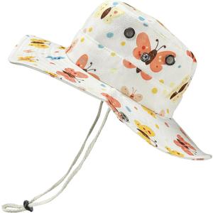 Colorful Butterfly Bucket Hat for Toddler,Gifts for Kids Child, Printed Wide Brim Outdoor Summer Beach Sun Hat for Girl Boy