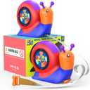 PLAYPARTY 8ft Kids Tape Measure, STEM Educational Tool with Level, Protractor and Eraser, Retractable Snail Shaped Measuring Tapes, Child-Safe Stocking Stuffers Gift for Boys & Girls 3+, Double Blue