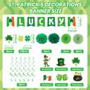 St. Patricks Day Party Decorations Set, Green Lucky Theme Decor with LUCKY Banner, Clover Hanging Swirls with Cutouts, Paper Fans & Tissue Pom Poms, Party Supplies for Home Office Classroom