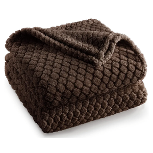 Exclusivo Mezcla Fleece Throw Blanket for Couch and Bed,Extra Soft Warm Decorative Fuzzy Throws for Women,Lightweight Cozy Blankets Size 50x60 Inches, Coffee