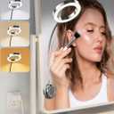 Suction Cup LED Vantiy Lights for Mirror, Flexible Gooseneck Stick on Selfie Ring Light for Makeup Vanity Table & Bathroom Mirror, 3 Color Modes & 10 Brightness, Plug in, Silver (17"L x 4.7"W)